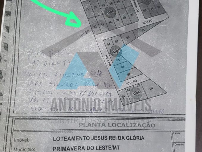 Cod. 023 – Terreno no Loteamento Jesus Rei da Glória – sentido Vale Verde